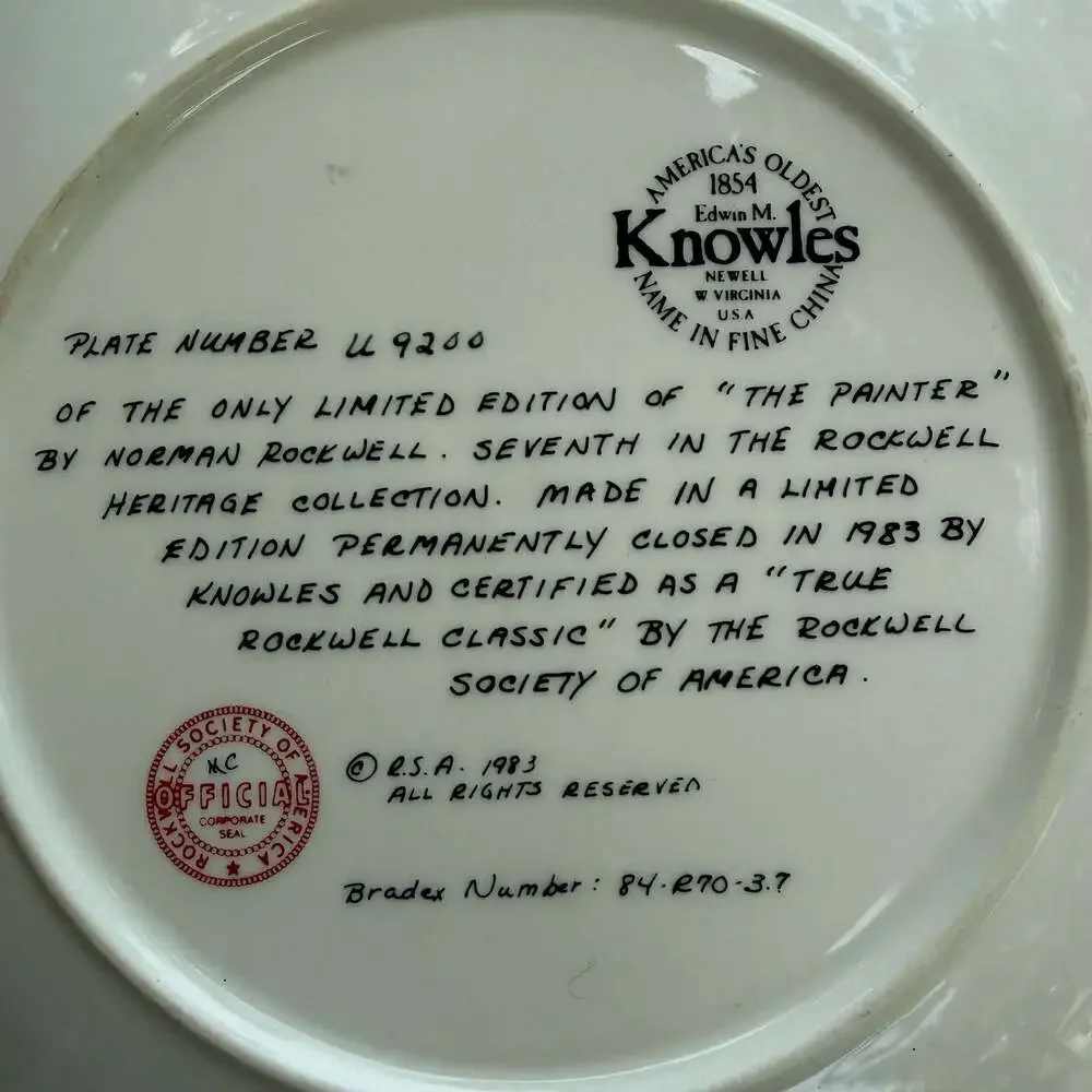 1983 Norman Rockwell The Painter Collector Plate